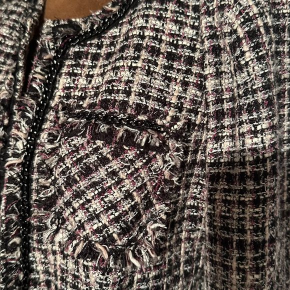 WHBM Tweed Purple Black and White Blazer W Black Chain Details size 6 - Picture 3 of 9